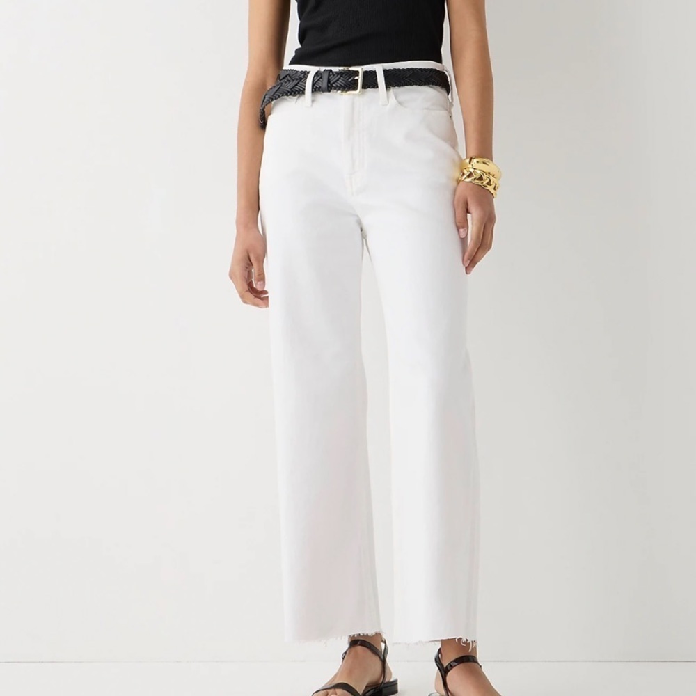 J crew slim wide leg jeans white wash